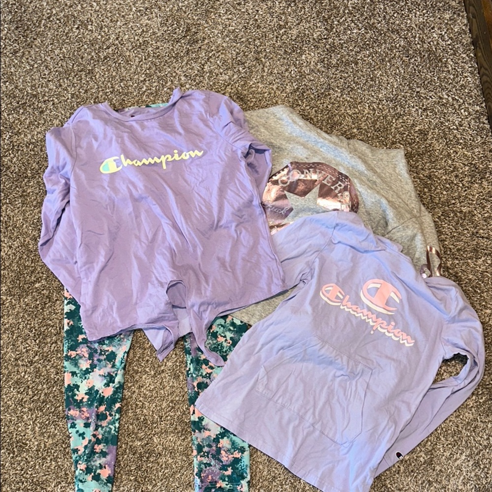 Champion Lavender Shirts and Floral Leggings Set